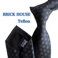 BRICKHOUSE ブリックハウス青ドット柄 水玉柄　ネイビー紺細めネクタイ