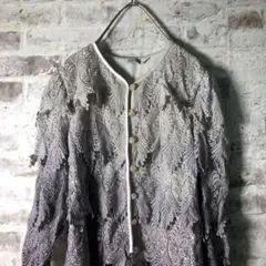 【ヴィンテージ】レトロ 総レース 花柄ノーカラージャケット 古着usedAS75