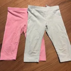 【2枚セット】H&M ベビーレギンス 98cm ピンクとライトグリーン