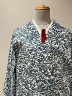 洗える夏着物　絽　バチ襟　青緑　ちょっと訳あり　中古