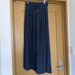 ダークブルー ワイドパンツ ドローストリング