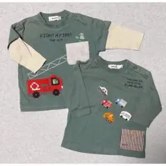 【2枚セット】SLAP SLIP はたらくくるま 恐竜Tシャツ ＊80サイズ