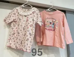アンパンマン Tシャツ 95cm 2枚セット ピンク 半袖・長袖