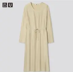 新品未使用UNIQLO U シャイニー レーヨン ワンピース ベージュ　L