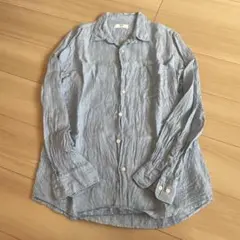 UNIQLO リネン 長袖シャツ L ライトブルー