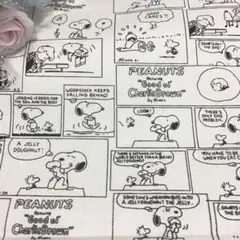 スヌーピー コミックプリント生地 綿オックス　45x75cm