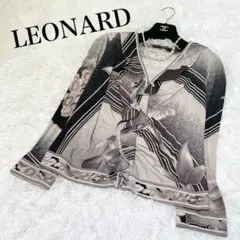 極美品✨ レオナール カンカン素材 ブラウス カーディガン グレー系 LL