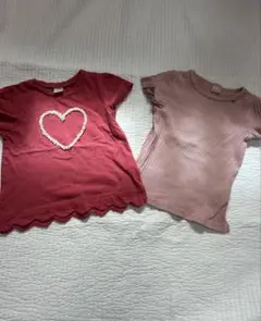プティマイン 女の子 半袖 Tシャツ カットソー ハート リブT