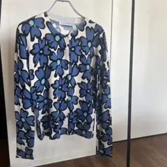 マリメッコ風青い花柄 長袖シャツ