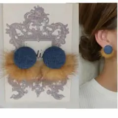 659＊2way デニム キャメル ファー 大人可愛い 高見え プチプラ 上品