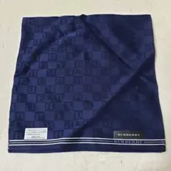 BURBERRY ネイビー チェック柄 ハンカチ　レア　ホースロゴ入り