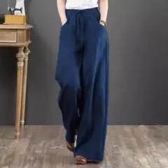 麻混合ワイドパンツ S