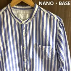 【可愛い◎】NANO・BASE バンドカラーフレンチリネン七分袖シャツ