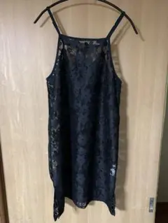 しまむらブラックレースキャミワンピース