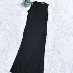 【モンリフライン】ノースリーブロングワンピース シースルー 透け感 ブラック
