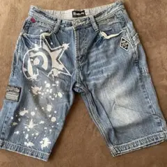 Real Bvoise デニム　ハーフパンツ　刺繍　32