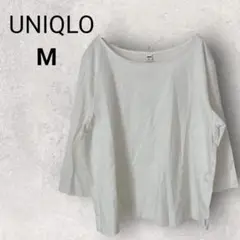 ユニクロ マーセライズコットンワイドスリーブTシャツ 7分丈 M ホワイト 綿