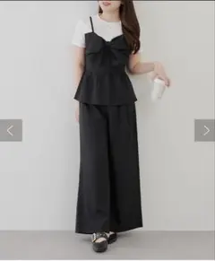 セットアップ ドッキングリボントップス×タックワイドパンツ