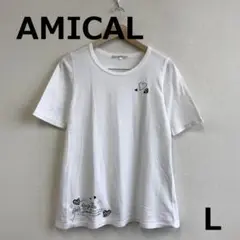 値下　C0715A11【AMICAL】プリント・アップリケ5分袖Tシャツ