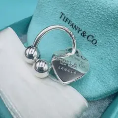 【TIFFANY&Co】鏡面仕上げ　オープンハート　キーリング　T&Co