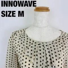 INNOWAVE ドット柄総柄アクセントフリル付き五分袖ブラウス 【A-197】