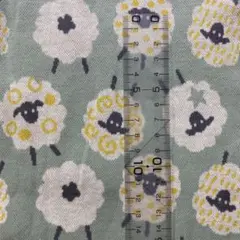 【カット生地50巾50cm】ジャガードニット 羊柄グリーン