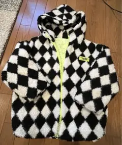 フワフワ ダイヤ柄 フード付き ジャケット