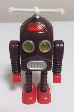 【プロペラ付き茶色　昭和レトロブリキ風ロボットフィギュア】