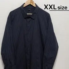 USA古着　カジュアルシャツ　長袖　XXL　ストライプ　ブラック　APT.9