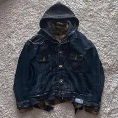 【超入手困難】ミハラヤスヒロ　ダメージ加工　レイヤードデニムジャケット　48 超入手困難】ミハラヤスヒロ ダメージ加工 レイヤードデニム