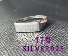 細い印台シルバーリングSILVERシグネットスクエア四角ユニセックス17号指輪w