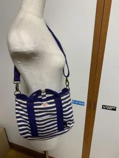 ルートート 2WAY ネイビーボーダーショルダー トートバッグ