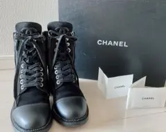 CHANELレースアップショートブーツ