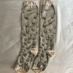 ミナペルホネン ハイソックス moss flower カーキ
