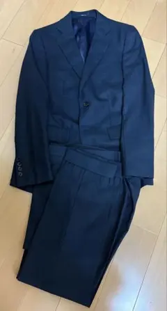 COMME CA ISM ネイビーハウンドトゥース スーツ XS