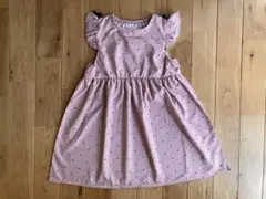 新品 女の子 キッズ 薄手 ハート柄ワンピ ピンクベージュ110センチ 夏
