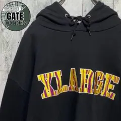 【※激レア】エクストララージ★ビッグ刺繍ロゴ スウェット パーカー XL 黒