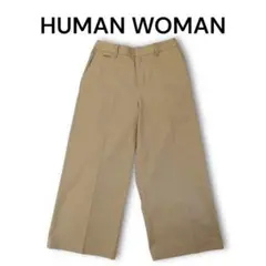 HUMAN WOMAN ワイドパンツ　ガウチョパンツ　L ベージュ　コットン