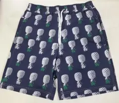 新品 水着兼用 L ネイビー パイナップル柄 男女兼用 ハーフ サーフ パンツ