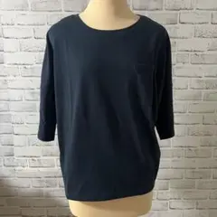 AMERICAN HOLICネイビー 五分袖 Tシャツ ポケット付き