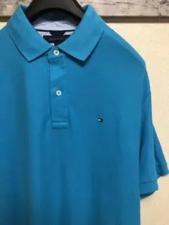♪ 最終値下 TOMMY HILFIGER 半袖ポロ L(大きめ)ターコイズ