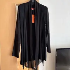 【新品未使用】高島屋 レディーストップス カーディガン 黒 長袖 綿絹 タグ付き