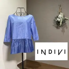 INDIVI インディヴィ ブラウス 5分袖 ペプラム