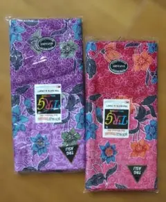 マレーシア Batikバティック サロン　布　ピンク×パープル2枚組セット