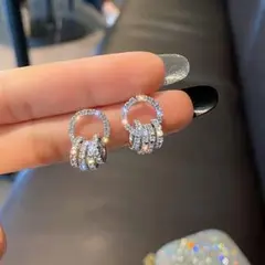シルバー ピアス ループ ドロップピアス 可愛い 韓国 プレゼント 箱付き