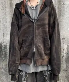 【XU】dirty washing zipup hoodie