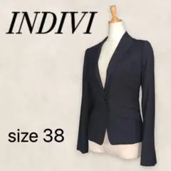 【美品】INDIVI インディヴィ テーラードジャケット ストライプ 38 M