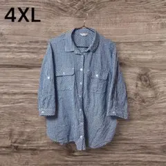 PurColore ピュアカラー 4XL チェック柄 シャツ 前面ポケット付き