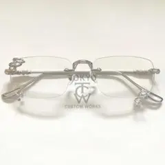 y3k メタリック リムレスサングラス ピアスメガネ カスタム可能