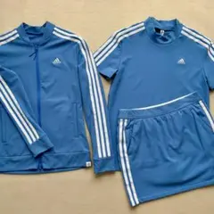 ★adidas★ ゴルフウェア セットアップ ジャケット付 L 青 3点セット